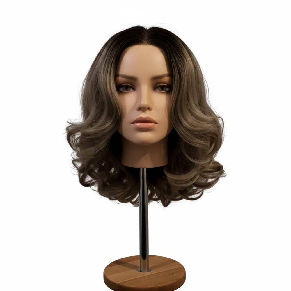 Dark Ash Short Curly Synthetic Lace Front Wig